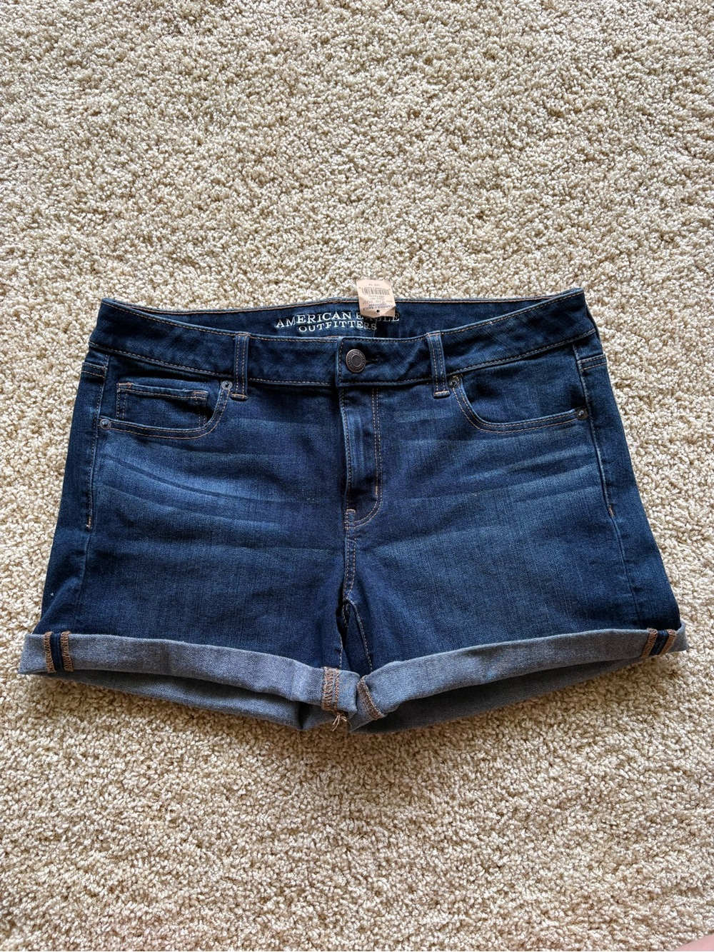 NWT American Eagle Midi Denim Shorts 14 Dark Wash 360 Super Stretch
